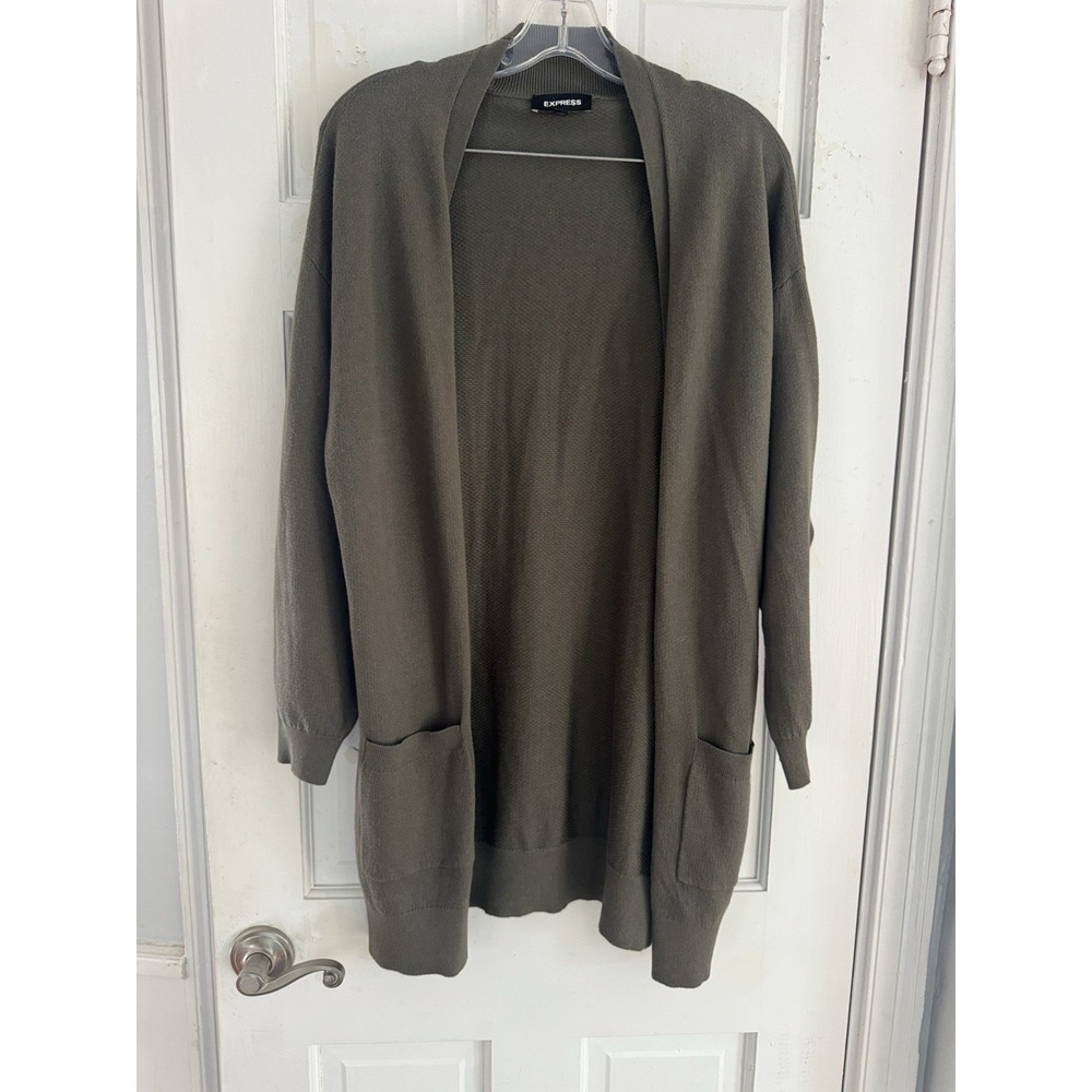 Express Longline Open-Front Cardigan Sweater‎ Women's Small Olive Green